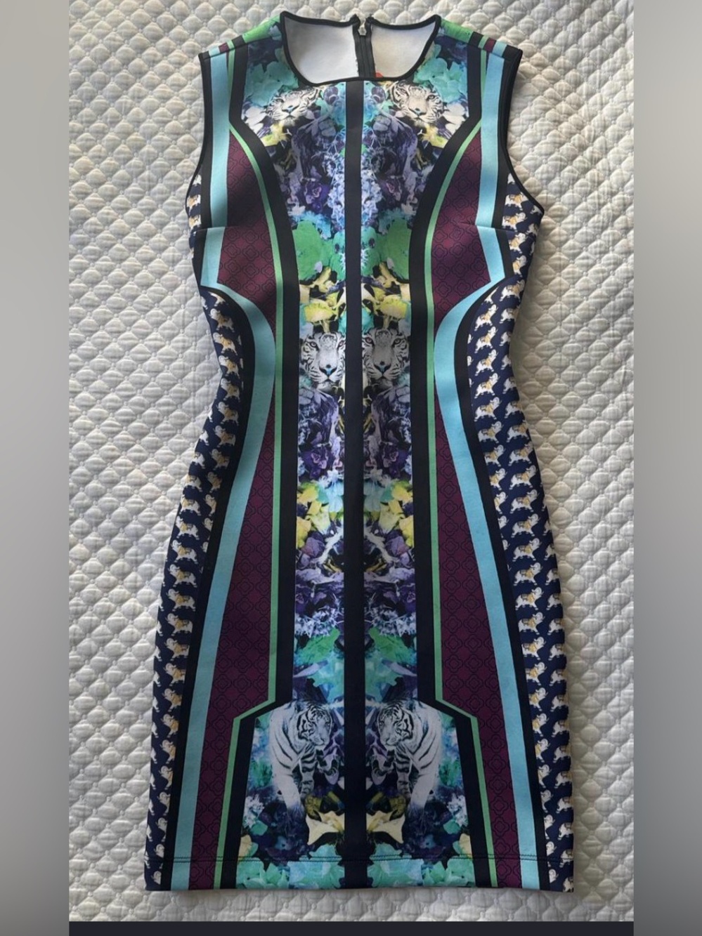 Clover Canyon $295 XS Multi Print Sleeveless Scuba Bodycon Sexy Dress - Picture 7 of 7